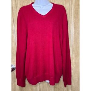Banana Republic Sweater Mens Large Silk Cotton Cashmere Luxury Blend V Neck Red